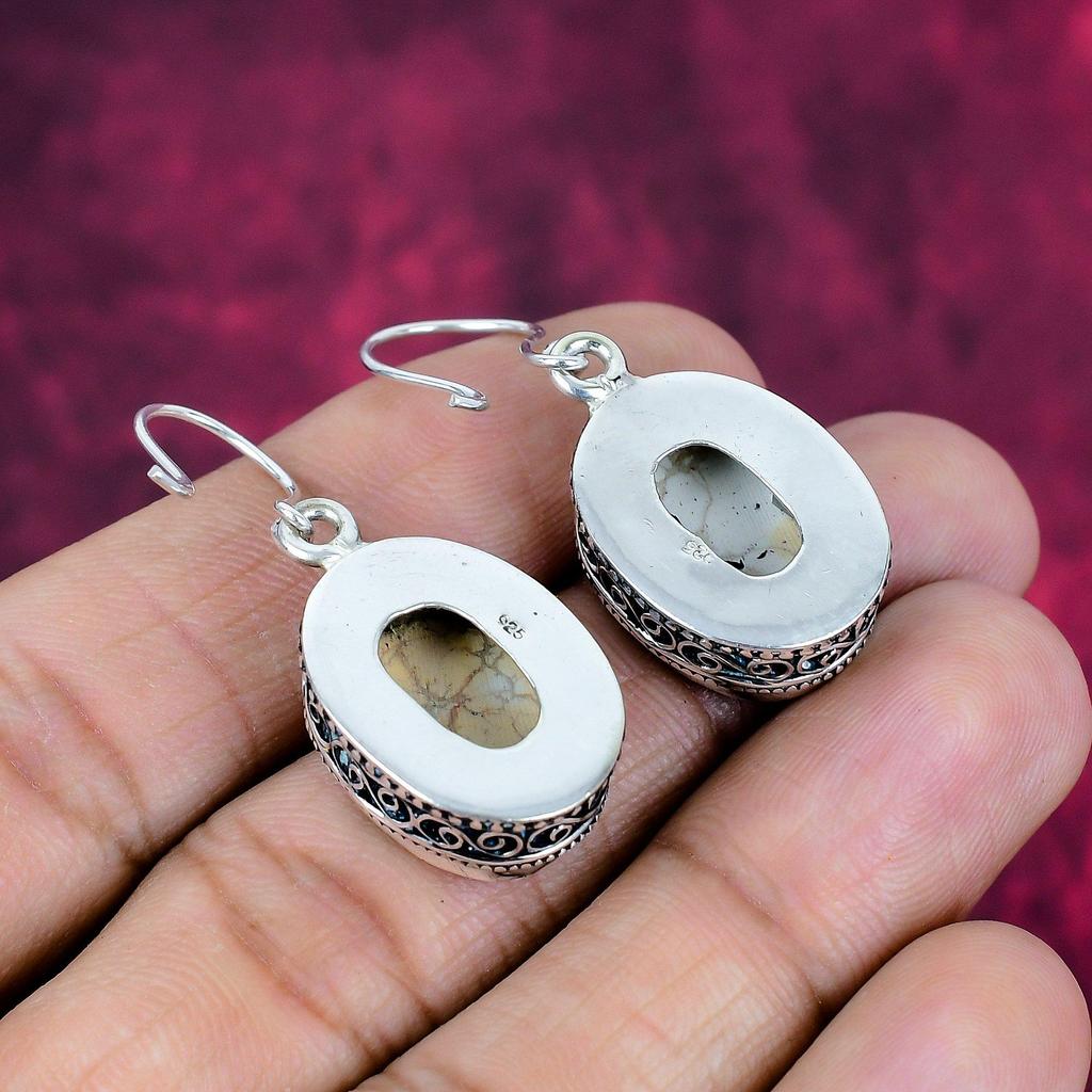 Orange Sea Sediment Earrings, 925 Solid Sterling Silver Gemstone Jewelry, Handmade Earrings, For Mother Day