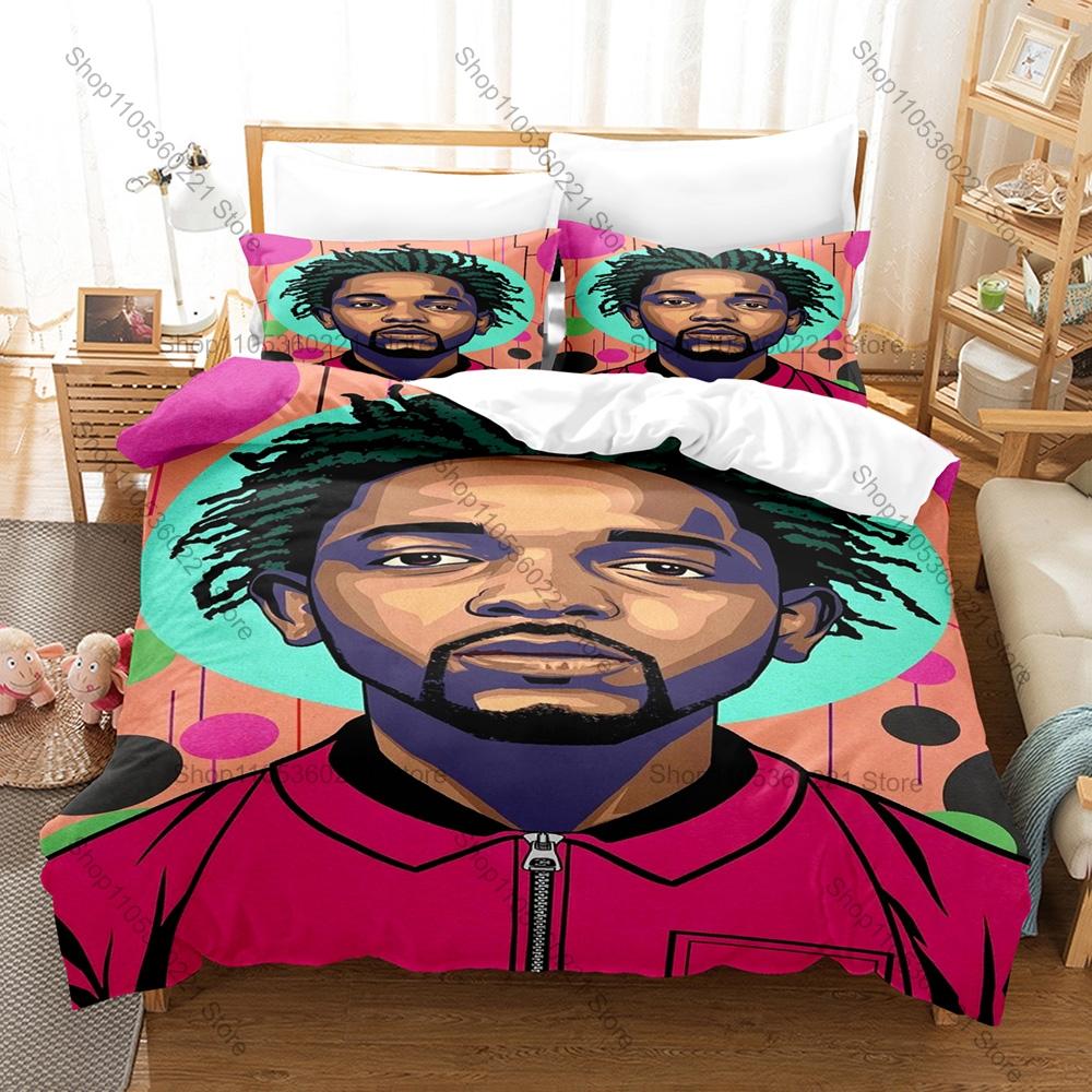 Cool Kendrick Lamar Jazz Funk West Coast Hip Hop Retro Street Culture Themed 3PCS Bedding 1 Duvet Cover + 2 Pillowcases All Seas