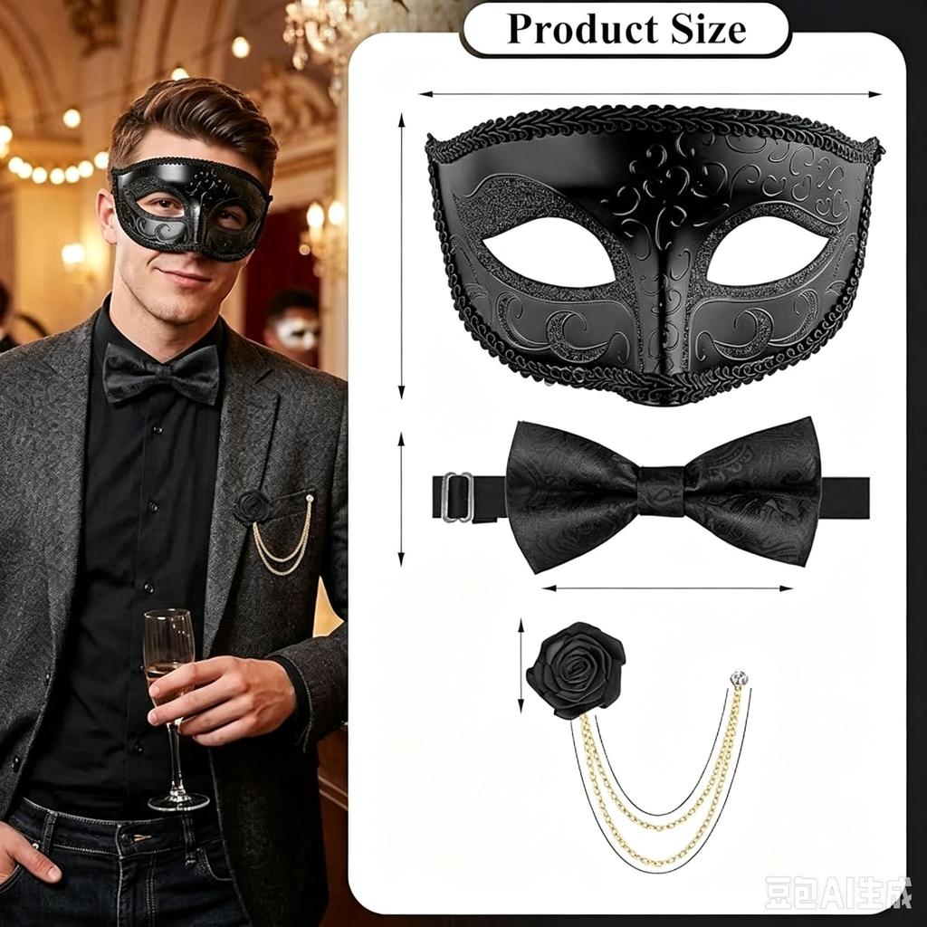 Maskenball-Masken-Set für Herren Damen, Halloween-Party-Kostümzubehör