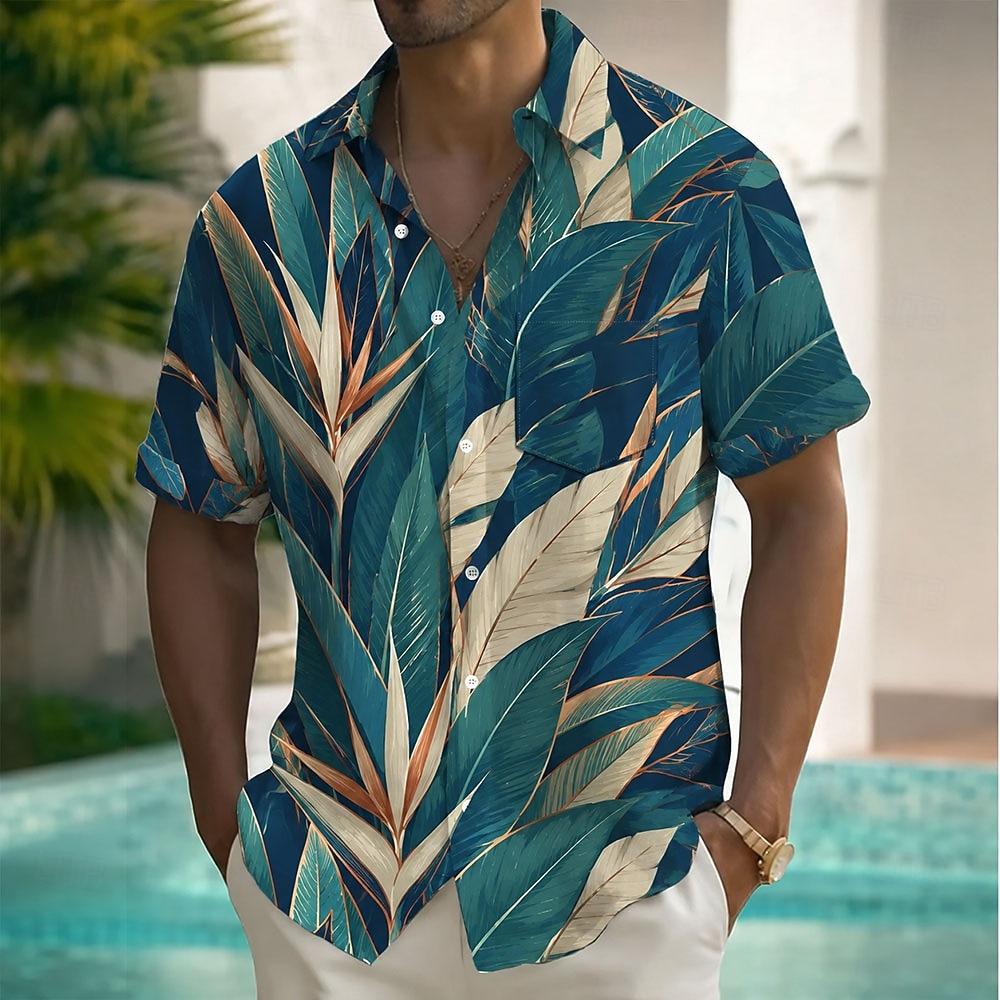 Men's Palm Leaf Coconut Palm Tropical Plants Hawaiian Shirt Tropical Shirts Aloha Shirt Short Sleeve