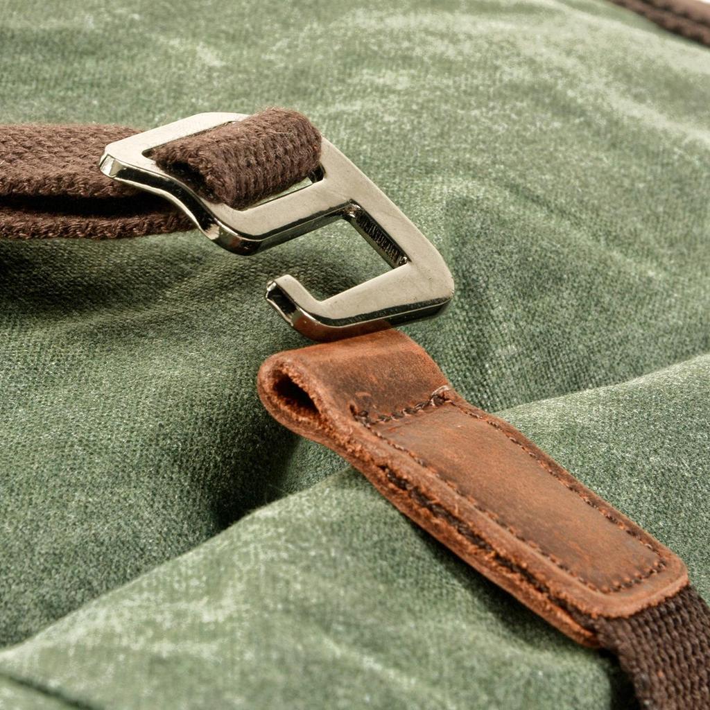 Retro European & American Color Block Canvas Backpack - Oil Wax Finish for Outdoor Hiking, Travel, Mountaineering, School, or Students