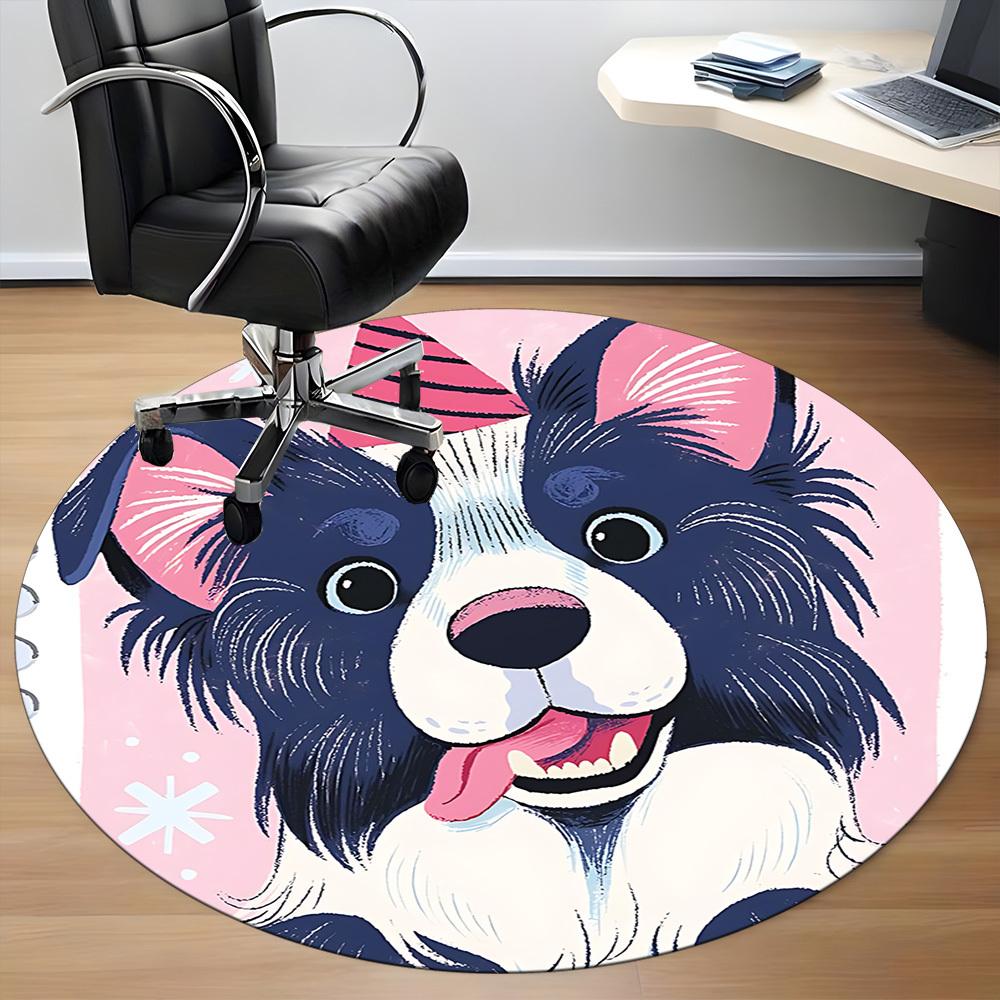 1PC Dogs Pet Office Round Area Rug, Mat Suitable ForOffice, Under Office Chairs Bedroom Living Room Home Decor, Room Deco