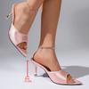 Women's Pointed Toe Black High Heel Sandals Summer  Elegant Silk Thin Heels Sandals Woman Plus Sice 43 Ladies Party Shoes