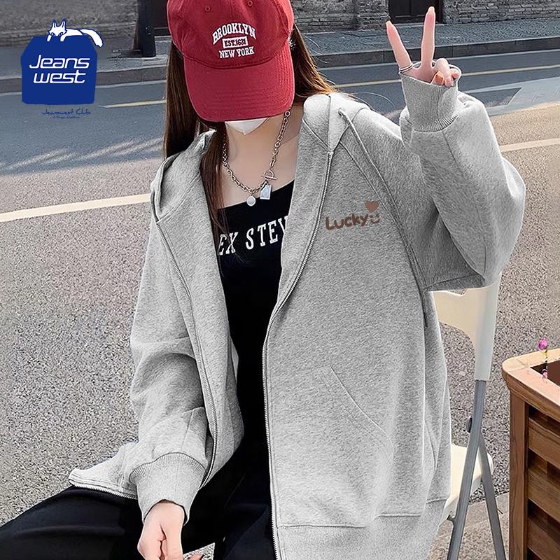 Jeanswest Women's Retro Hooded Loose Sweatshirt