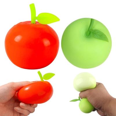 Simulated Red Fruit Squeeze Toy, Anxiety Relief Green Fruit Stress Ball, Focus Aid Relaxation Fruit Sensory Fidget Toy, Decompression Gadget
