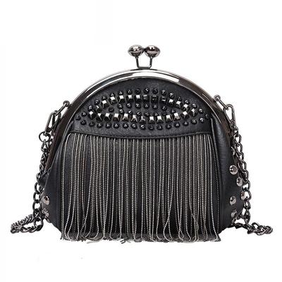 Women Bags Designer Punk Style Chains Shoulder Bag Ladies Small Rivet Tassel Cross Body Bag Sac A Main
