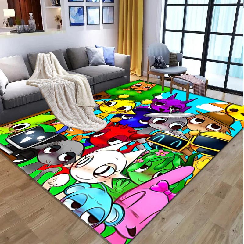 Sprunki Game Pattern Rug, Indoor/Outdoor Mat, for Picnic, Gameroom, Bedroom, Office, Living Room, Home Decor Carpet, Birthday Gift