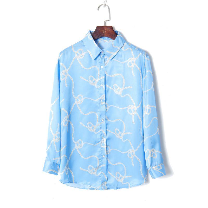 

2023 Женская весенняя одежда K-стиль Стильный принт Элегантный лацкан Однобортная Свободные длинные рукава Легкая клетчатая рубашка Blue Print XS