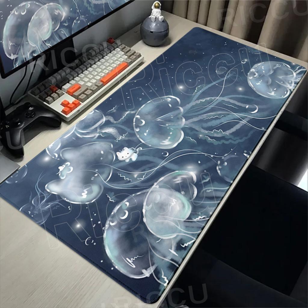 Anime Jellyfish Pattern Large Mouse Pad Cat Desk Mat Gaming Pads PC Accessories Laptop Computer Keyboard Mousepad Office Carpet