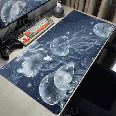 Anime Jellyfish Pattern Large Mouse Pad Cat Desk Mat Gaming Pads PC Accessories Laptop Computer Keyboard Mousepad Office Carpet