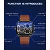 Gold Großes Zifferblatt Drei Zeitzonen Herren Armbanduhren Edelstahl Herren Sport Digital Militär Quarz Uhr Leuchtende Herrenuhr