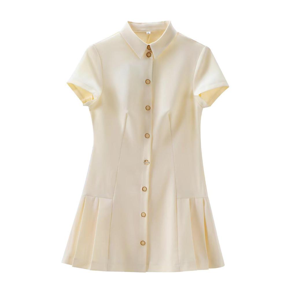 2025 Summer Women's Shirt-Style Commuting Mini Dress - European & American Design, Short-Sleeve.