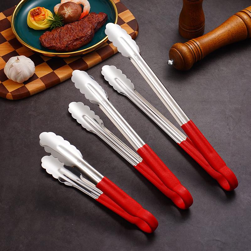 LONSAN 12-inch Thickened 304 Stainless Steel Food Tongs - Set of 2