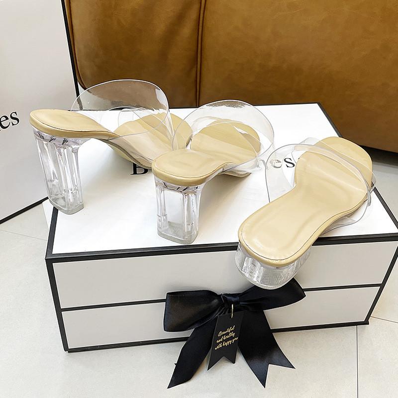 Summer Transparent High Heel Sandals With Pvc Sole For Adult Women