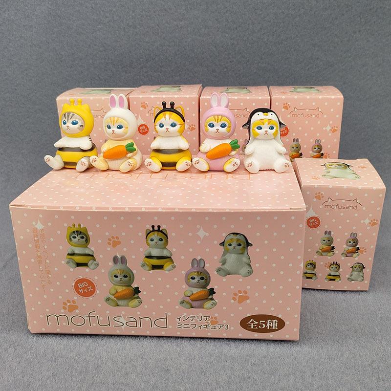 4cm Mofu Cat Series Blind Box Action Figure Set, Animal Headband Doll, Cute PVC Model, Desktop Ornament, Craft, Gift, Toy
