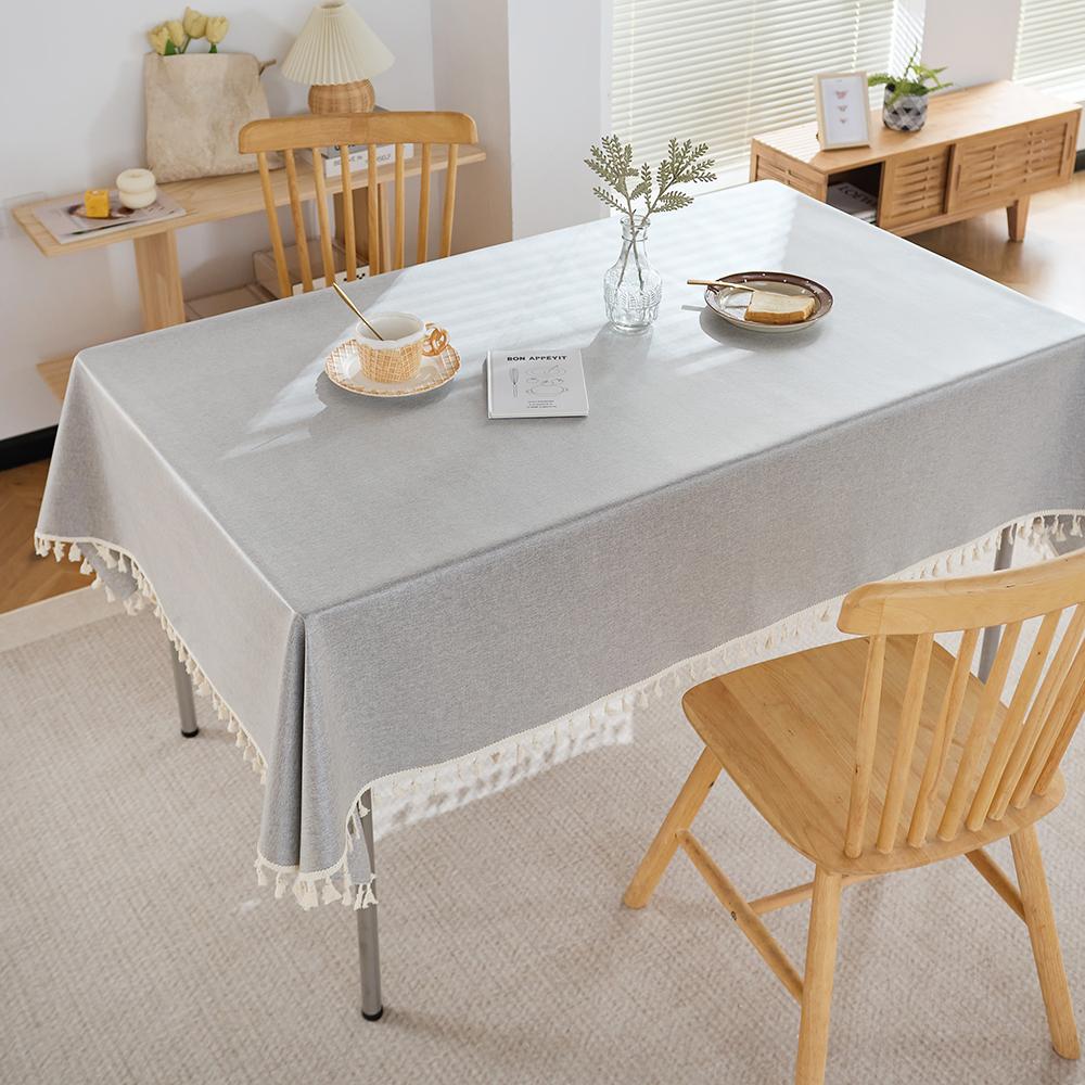 Textured Tablecloths, Heavy Duty Cotton Linen Farmhouse Table Cloth Rectangle Table, Waterproof Wrinkle-free Rectangle Tableclot