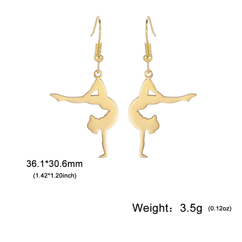 Cazador Stainless Steel Gymnast Yoga Drop Earrings Gold Color Jewelry Earrings for Women 2026 Trending Birthday Mother Day Gift