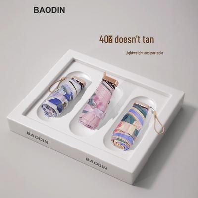 Compact UPF50+ Sun & Rain Umbrella for Women - Mini Flat, 6-Fold, Pocket-Sized, UV Protection, Ideal for Students.