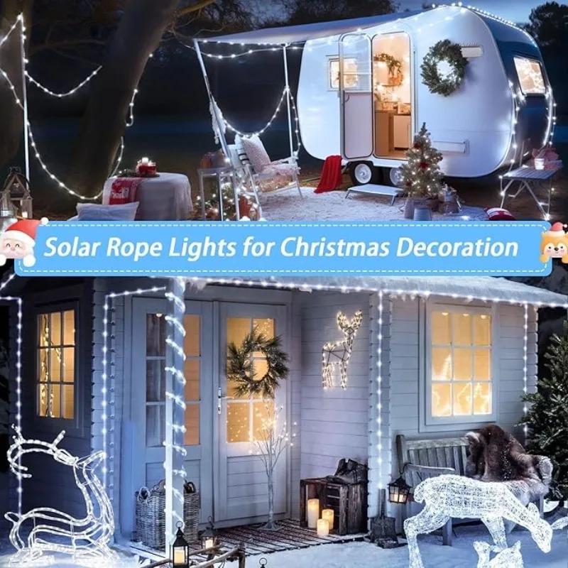 Solar LED String Light 50/100/200/300 LED Tube Rope String Lights With 8 Modes Outdoor Waterproof For Christmas Home Garden Walkway Dceor