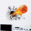 Kids Bedroom Wall Art Sticker With Fire Basketball Pattern Pvc Selfadhesive For Decor