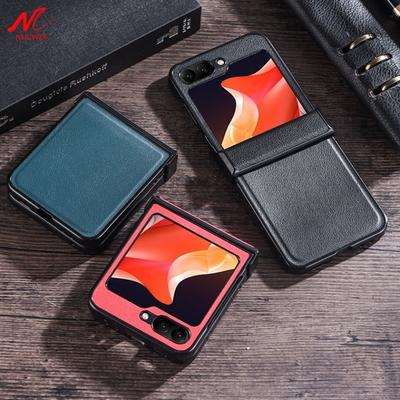 Retro PU kožené pouzdro pro 3 v 1 s ochranou pantů a nárazuvzdorným PC krytem pro Samsung Z Flip 6 5 4 3 Foldbale Business Cover
