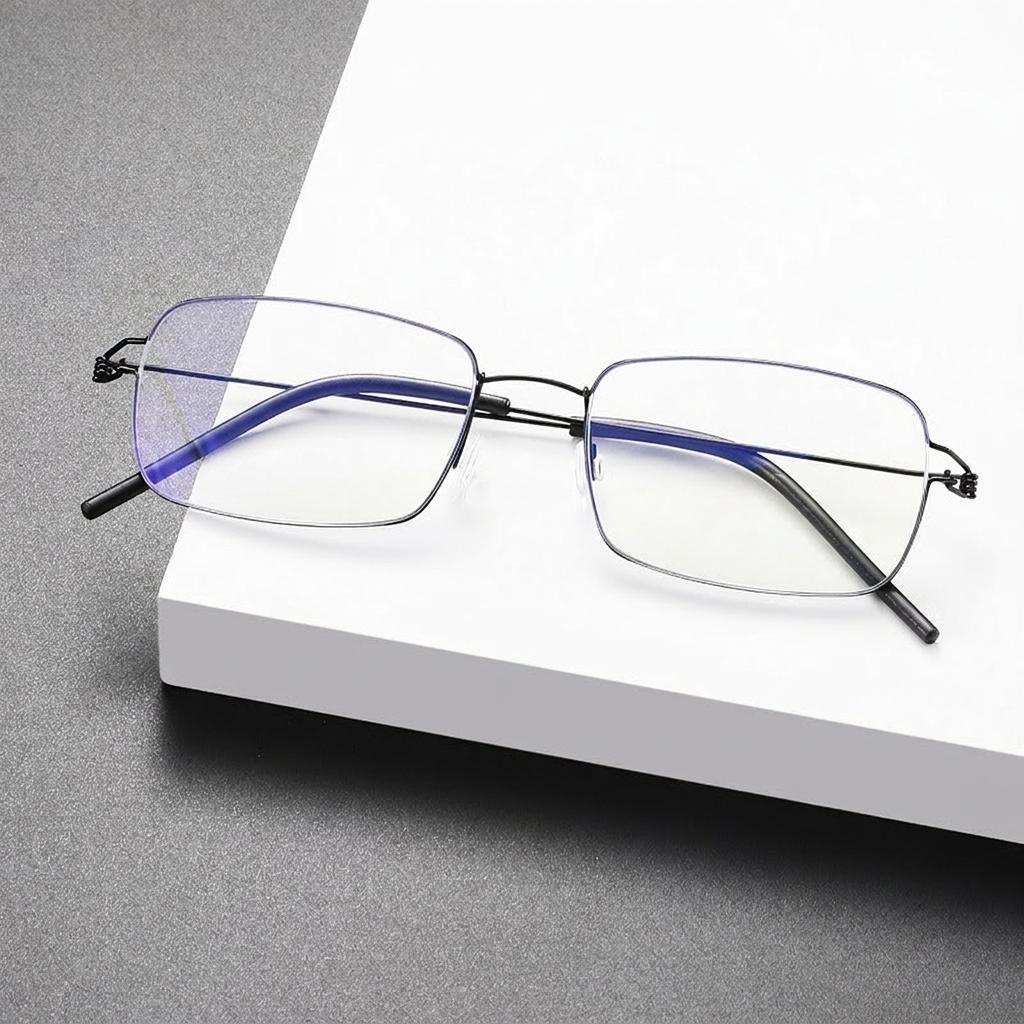Ultra Light Pure Titanium Rectangle Reading Glasses Screwless Anti Blue Light Glasses for Men Women Business Daily Use Eyewear