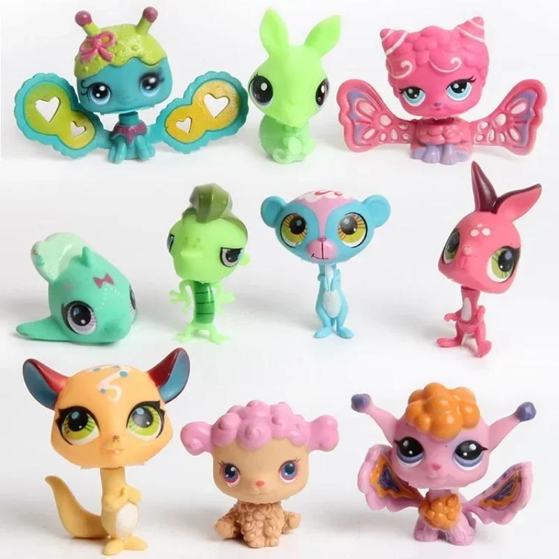 5/10PCS Random Animal Standing LPS Toy Short Hair Cat Collie Dachshund Spaniel Great Dane Action Figures Pet Shop