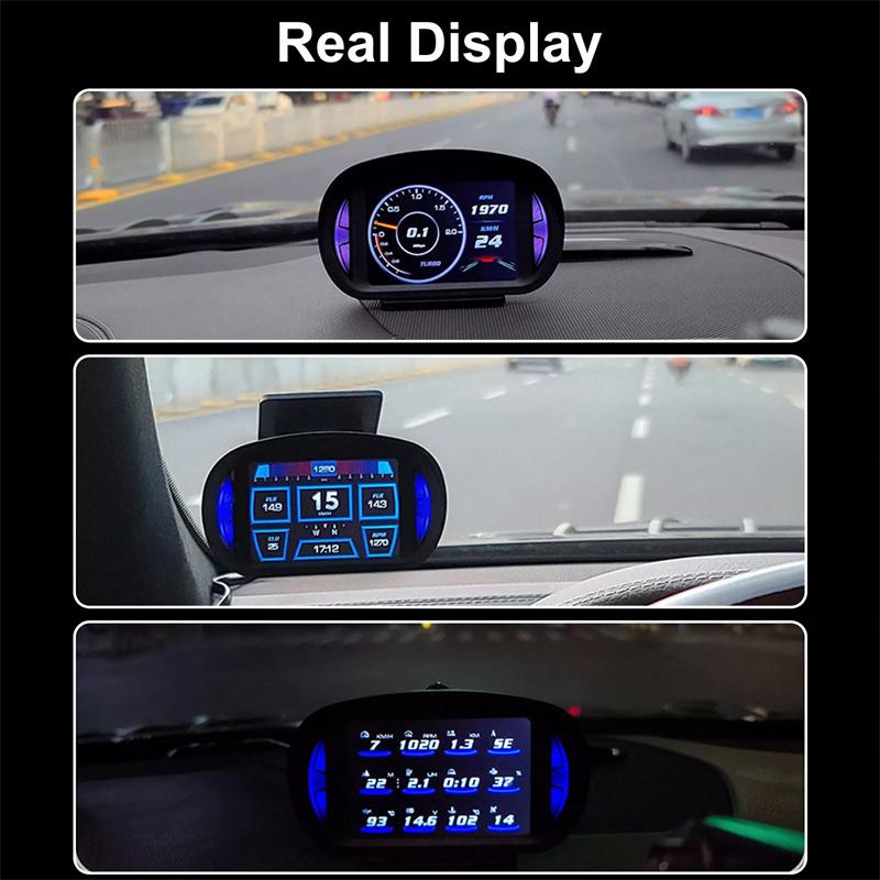 P2 Car Digital Speedometer Obd2 Gps Hud Gauge Auto Display Alarm Water Oil Temperature Turbine Pressure On-Board Computer