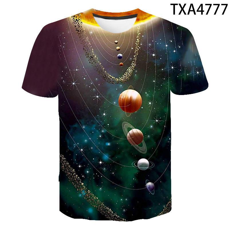 Nové Astronaut Vesmír Mléčná dráha Vesmír Planeta 3D Tištěné Tričko Léto Chlapci Dívky Děti Tričko s krátkým rukávem Dětská Streetwear