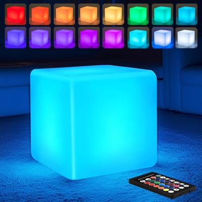 LED-Würfel-Nachtlicht in 16 Farben, wiederaufladbar über USB, dekoratives Schreibtischlicht, quadratische Umgebungslampe mit Controller für Partys und Camping