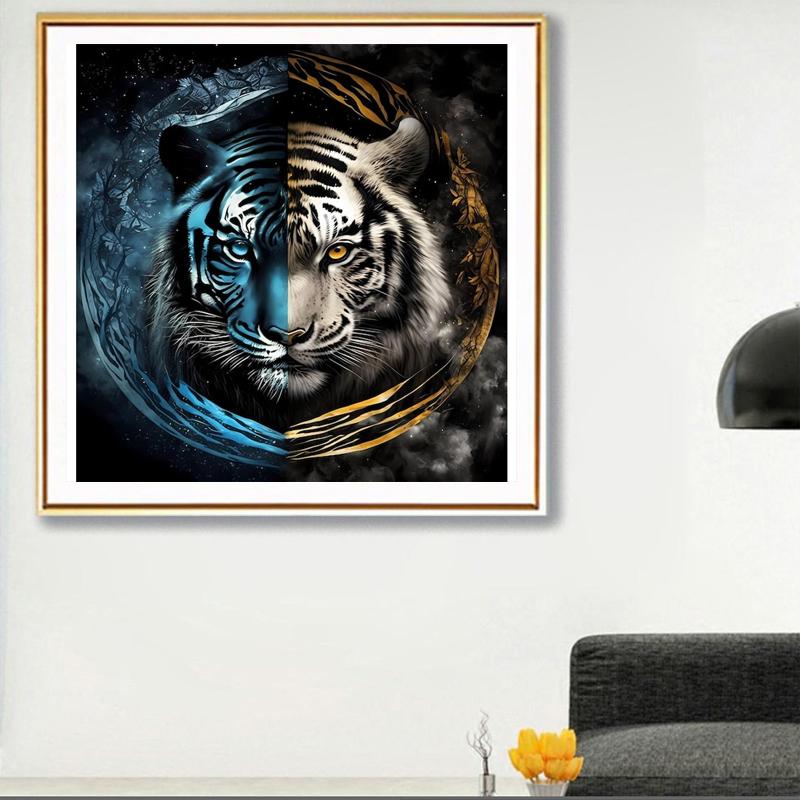 Pełne malowanie diamentami 5D DIY <Tygrys> Haft diamentowy Pełny ścieg krzyżykowy Dekoracja domu Ręcznie robiony prezent