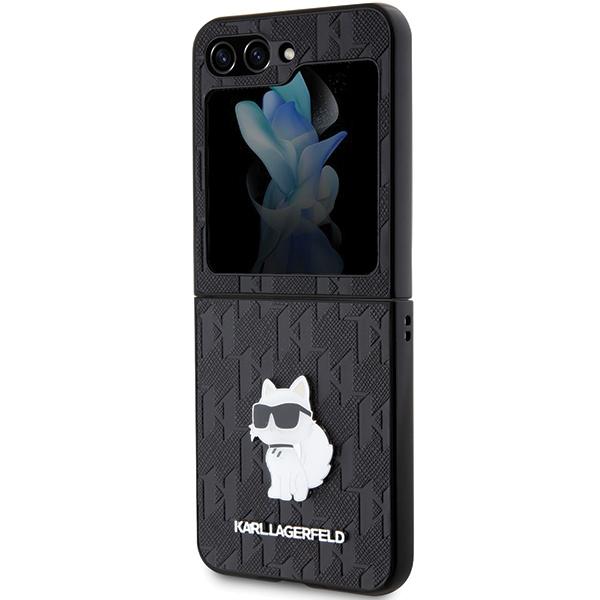 Karl Lagerfeld Klhczf5Sapchnpk Z Flip5 F731 Hardcase Black/Black Saffiano Monogram Choupette Pin