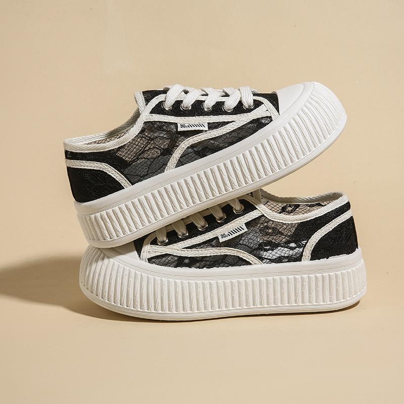 Sommer neue atmungsaktive Big Head Schuhe Student weiße Board Stoffschuhe Damen lässige trendige Muffin Schuhe Damen