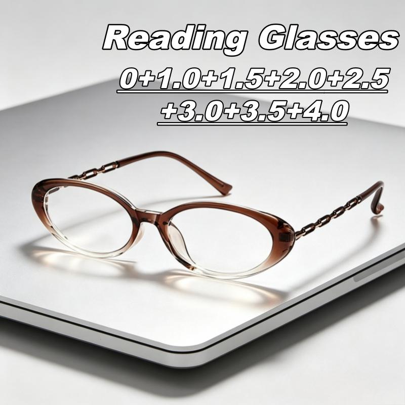 Retro Brand Designer Small-Frame Oval Presbyopia Glasses High-Quality Metal Chain-Leg High-Definition Women's Reader Eyewear