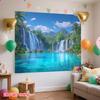 2D Jungle Waterfall Paradise Backdrop for Photography Booth Party Festival Decoration