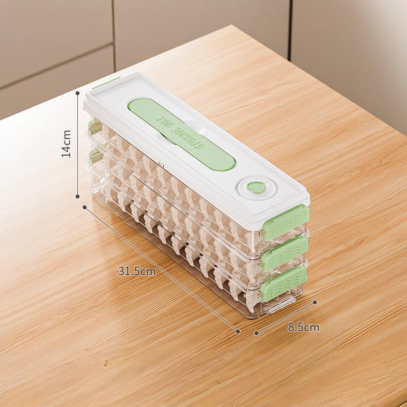 Narrow-Edge Food-Grade Multi-Layer Dumpling Storage Box with Non-Stick Bottom, Fresh-Keeping, Sealed for Refrigerator Side Door.