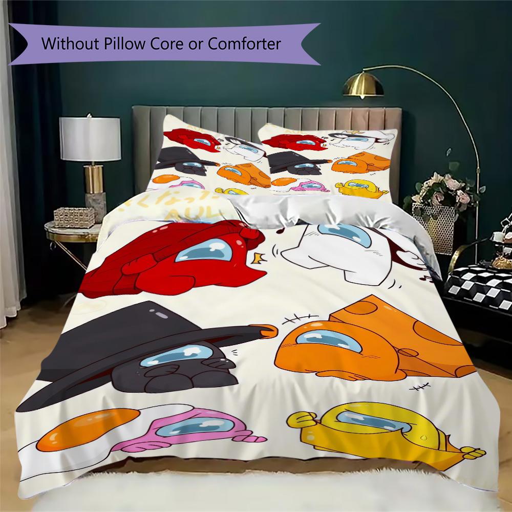Among Us Pattern Bedding,Quilt Set Quilt Cover Pillowcase Home Birthday Gift (1*duvet Cover+2*pillowcase,without core)SSJT0917020