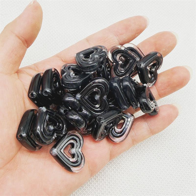 10pcs 20x23mmTransparent Hollow Out Heart-shaped Have Hole Bead Acrylic Straight Hole Bead DIY Mobile Phone Chain Accessory