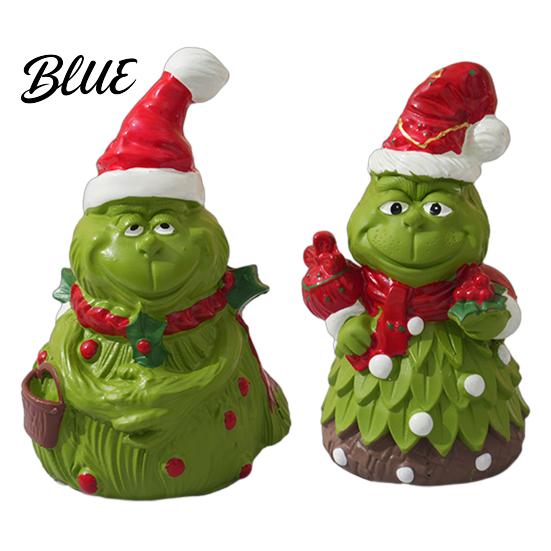 Christmas Elf Ornaments Green Monsters Ornament with Santa Hat And Scarf, Resin Frog Outdoor Garden Statues Figurine for Home Decoration, Landscaping