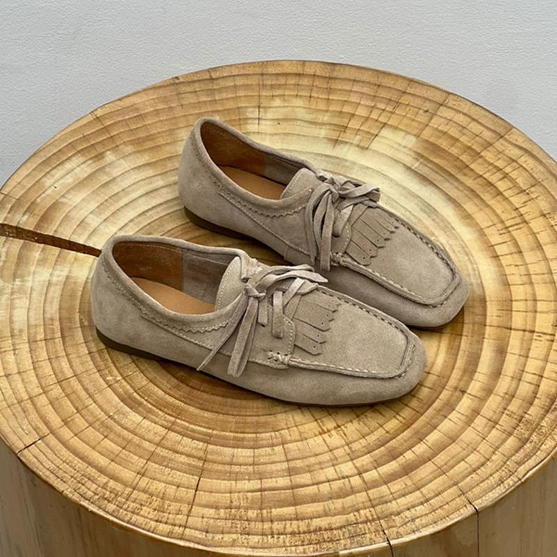 Fashion AIYUQI 2025 Women's Loafers Cow Suede Square Toe Flat Shoes For Women Large Size Shallow Mouth Soft Sole Female Moccasins