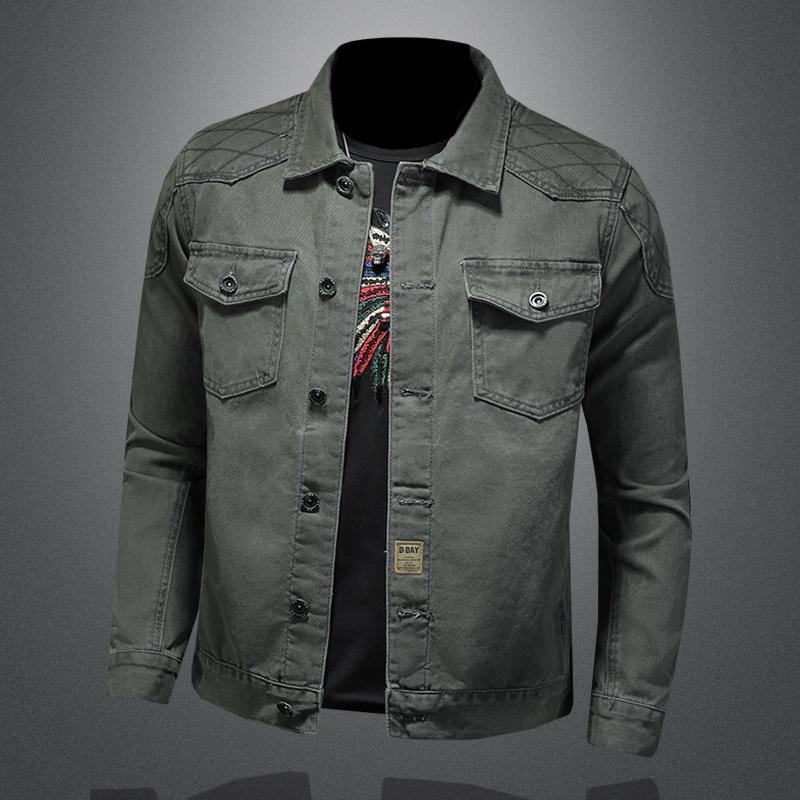 

Новая повседневная куртка карго для мужчин, модная свободная посадка, винтажный лацкан, стильное кожаное пальто JK730 M