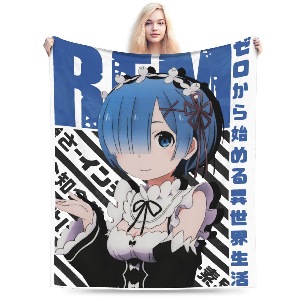 Rezero Rem Re:Life In A Different World From Zero Blankets Fleece Textile Decor Super Warm Throw Blanket for Bed Bedroom Quilt