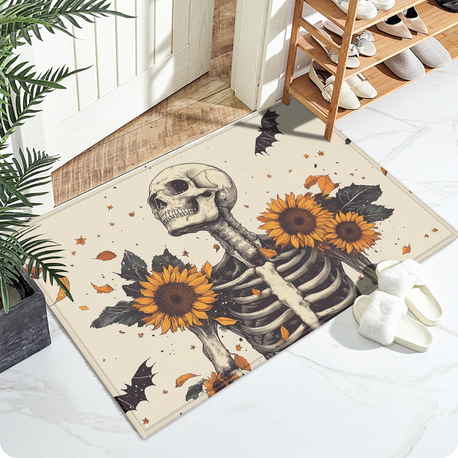 

Pumpkin Maple Tree Autumn Fall Leaves Thanksgiving Carpet Mat Rug Washable Non-Slip Home Decor for Bathroom Kitchen Bedroom 40x60cm