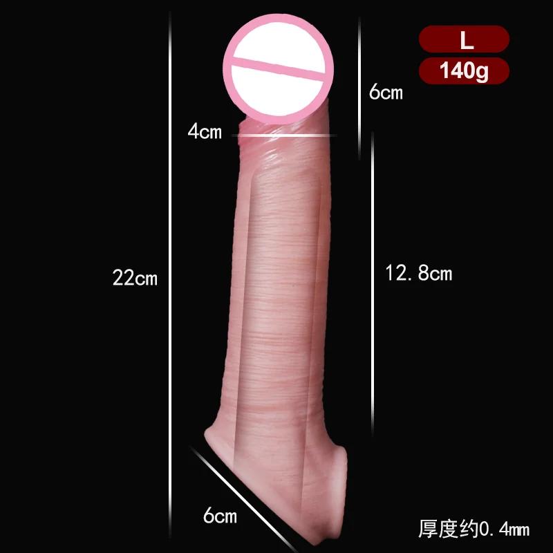 Sexual Tools Reusable Condom Cock Sleeve Soft Silicone Condom Enlargement Penis Sleeve Realistic Penis Extender Sex Toy for Men