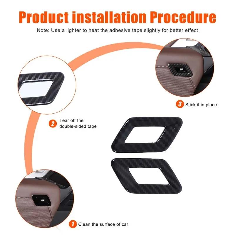 For BMW 7 Series G70 -2025 ABS Carbon Fiber Car Rear Door Switch Button Decorative Frame Stickers Car Interior Accessories