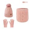 Womens Winter Knitted Hat Scarf Gloves Set Warm Fleece-Lined Beanie Outdoor Cycling Ear Protection