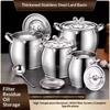 1.5/2/2.5/3 L Multifunctional Oil Filter Container, Thick Stainless Steel - Can Be Used For Cooking Free Ladle