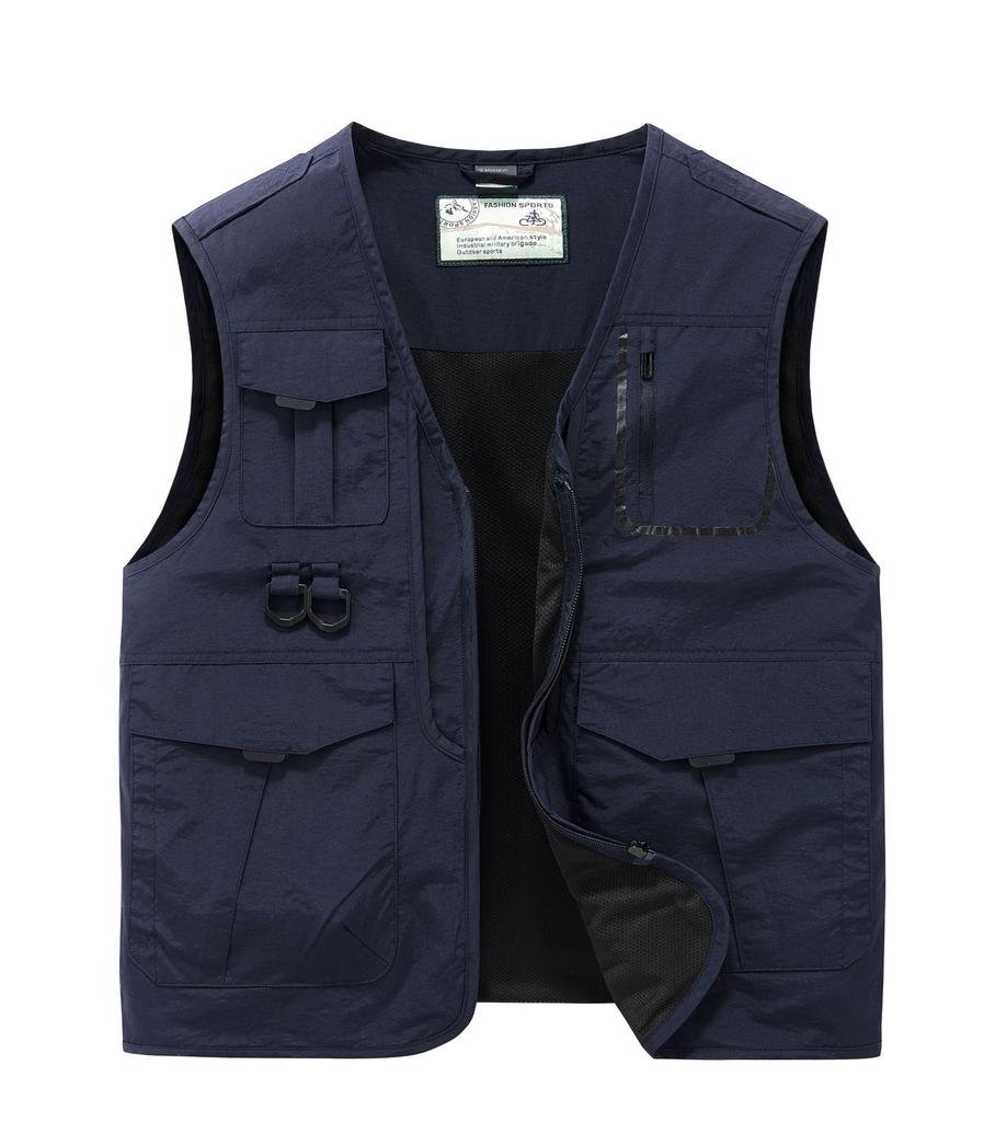 Functional Vest for Men Loose Fit Large Size Thin Workwear Multi Pocket Photography Fishing Outdoor Vest Jacket for Me