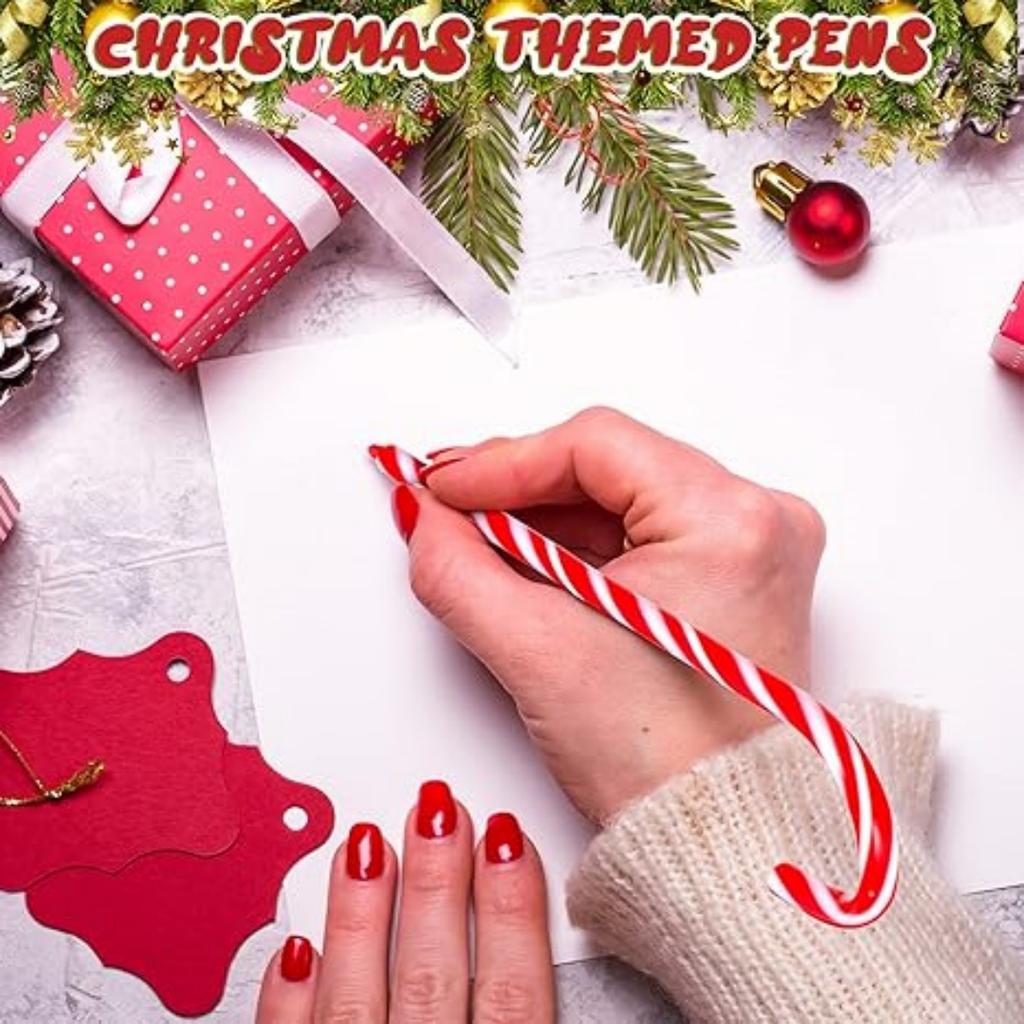 5pcs Christmas Candy Cane Ballpoint Pens Red Green Umbrella Pens for 2025 Xmas New Year 2026 Holiday Stationery Gift Office Sup