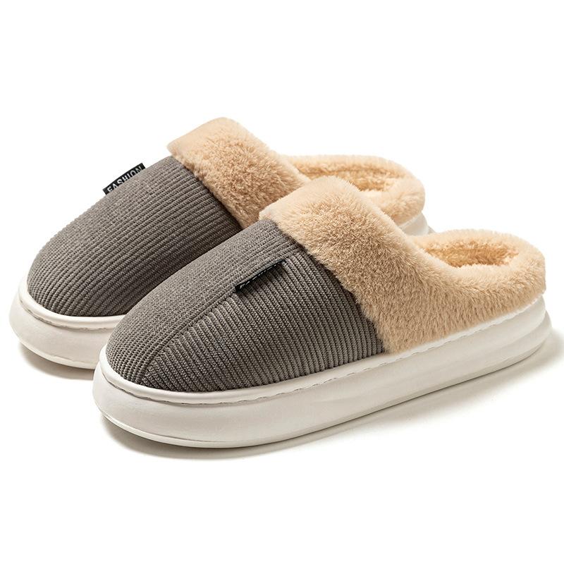 2025 winter new large size cotton slippers home indoor piled thickened warm non-slip comfortable slippers